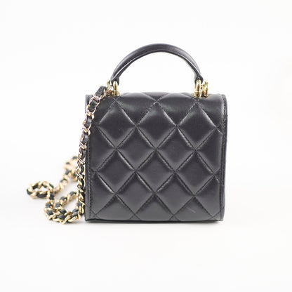 Chanel CC Top Handle Clutch With Chain Black GHW - photo 3