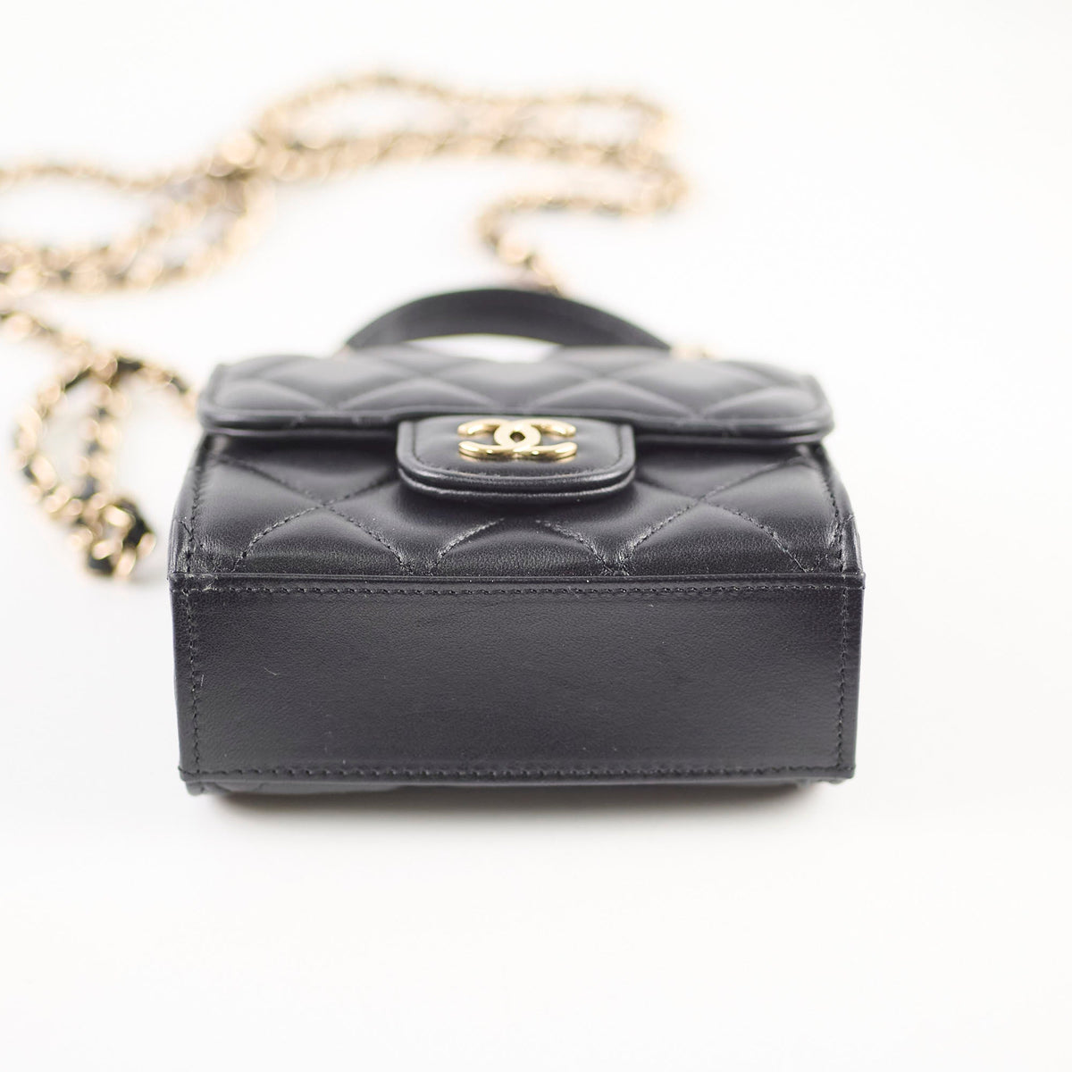 Chanel CC Top Handle Clutch With Chain Black GHW - photo 4