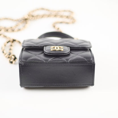 Chanel CC Top Handle Clutch With Chain Black GHW - photo 4
