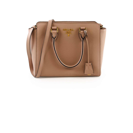 Prada 2 Way Saffino Shoulder Tote Cipria Blush Beige - photo 1