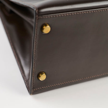 Hermes Kelly 28 Ebene Handbag Box Leather - J Circle Stamp - photo 10