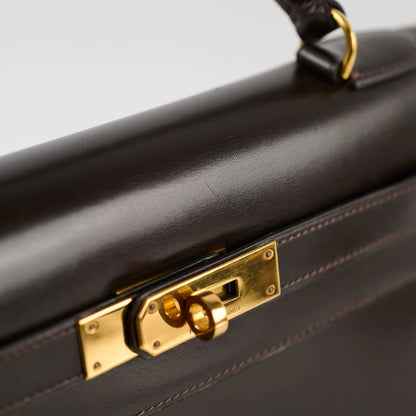 Hermes Kelly 28 Ebene Handbag Box Leather - J Circle Stamp - photo 13