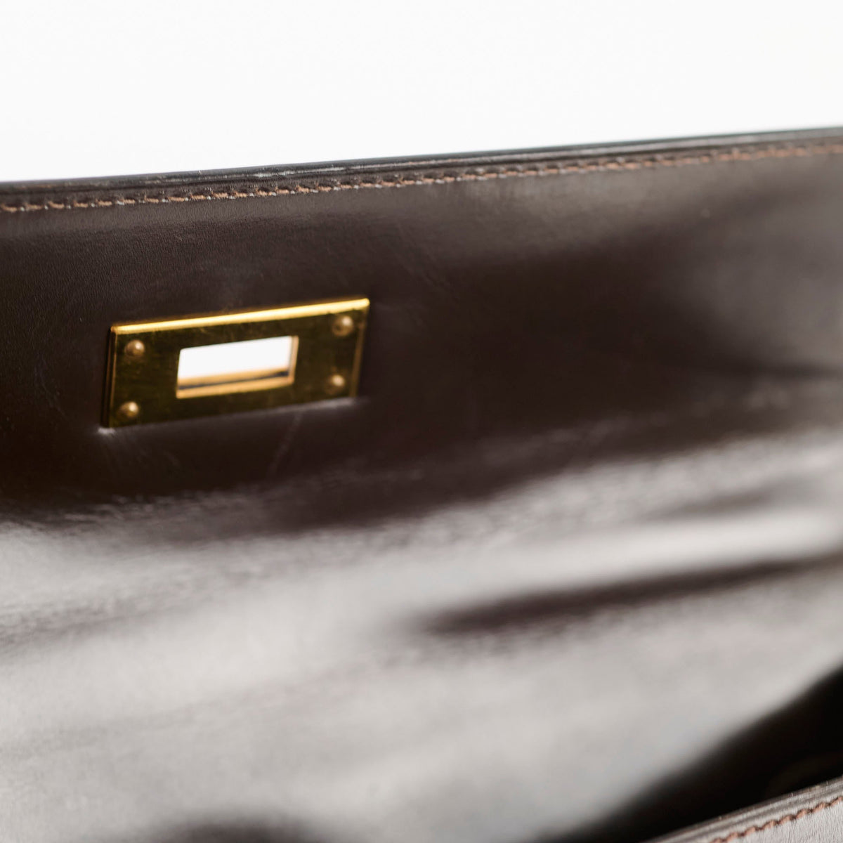 Hermes Kelly 28 Ebene Handbag Box Leather - J Circle Stamp - photo 5