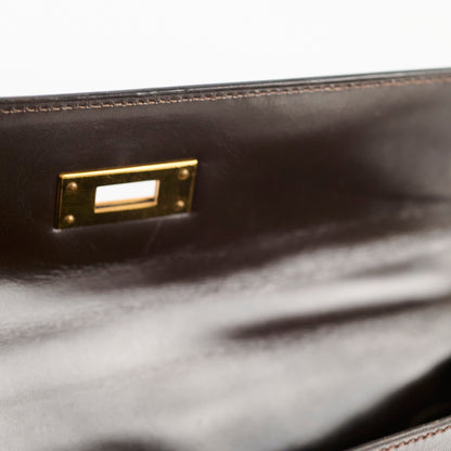 Hermes Kelly 28 Ebene Handbag Box Leather - J Circle Stamp - photo 5