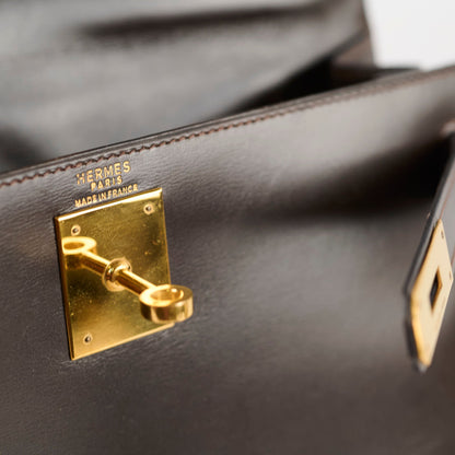 Hermes Kelly 28 Ebene Handbag Box Leather - J Circle Stamp - photo 6