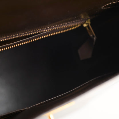 Hermes Kelly 28 Ebene Handbag Box Leather - J Circle Stamp - photo 7