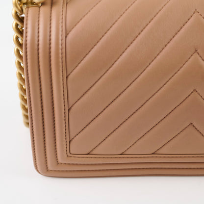 Chanel Medium Lambskin Chevron Old Boy Beige - photo 8