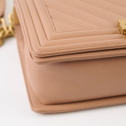 Chanel Medium Lambskin Chevron Old Boy Beige - photo 16