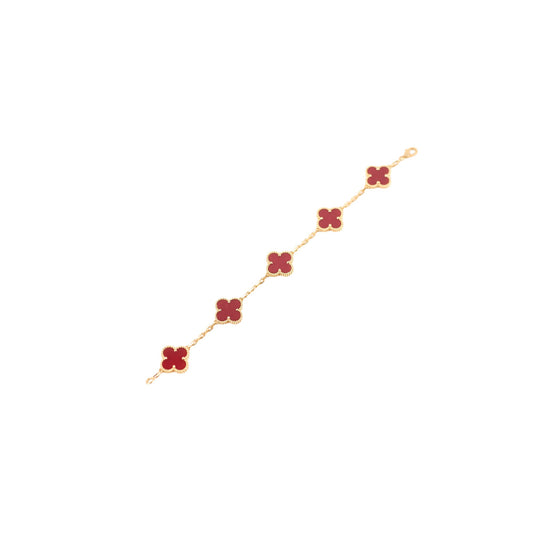 Van Cleef & Arpels Vintage Alhambra Carnelian 5 Motifs Bracelet - photo 1