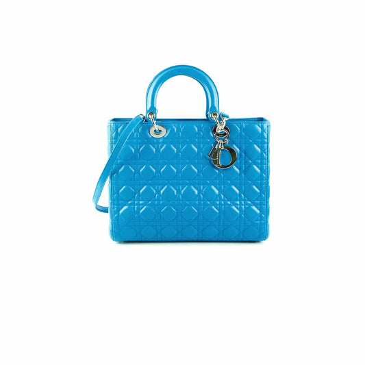 Dior Large Lady Dior Turquoise Cannage Lambskin - photo 1