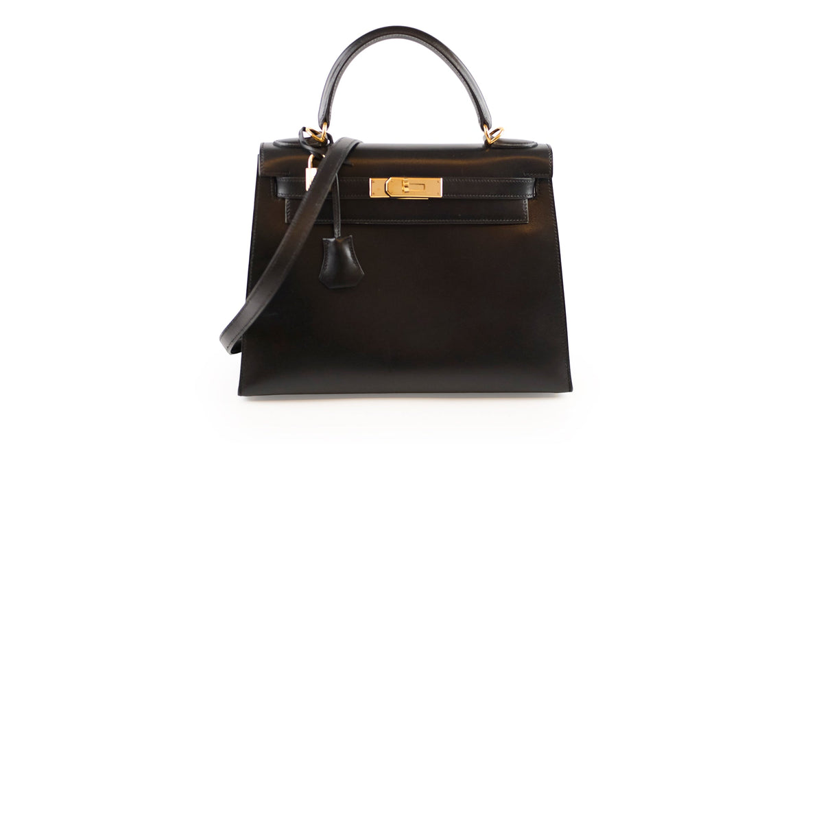 Hermes Kelly 28 Black Box Leather D Square Stamp - photo 1