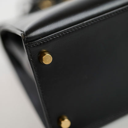 Hermes Kelly 28 Black Box Leather D Square Stamp - photo 9