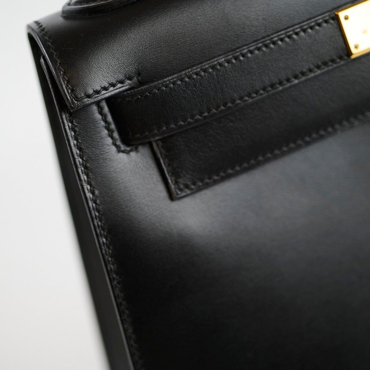 Hermes Kelly 28 Black Box Leather D Square Stamp - photo 6