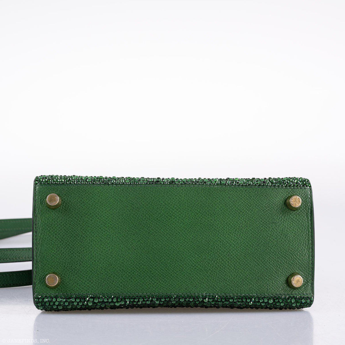 Vintage Hermes Emerald Kelly of Oz with Swarovski Crystals Epsom Gold Hardware - image 8