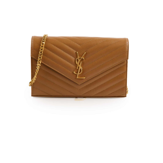 Saint Laurent Cassandre Wallet on Chain WOC Tan - photo 1