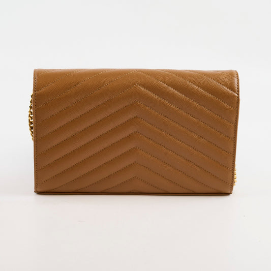 Saint Laurent Cassandre Wallet on Chain WOC Tan - photo 2