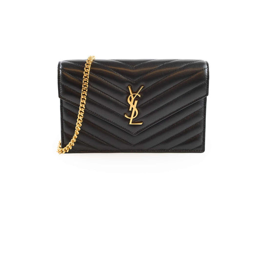 Saint Laurent Cassandre Envelope Wallet on Chain WOC Lambskin Black - photo 1