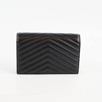 Saint Laurent Cassandre Envelope Wallet on Chain WOC Lambskin Black - photo 2