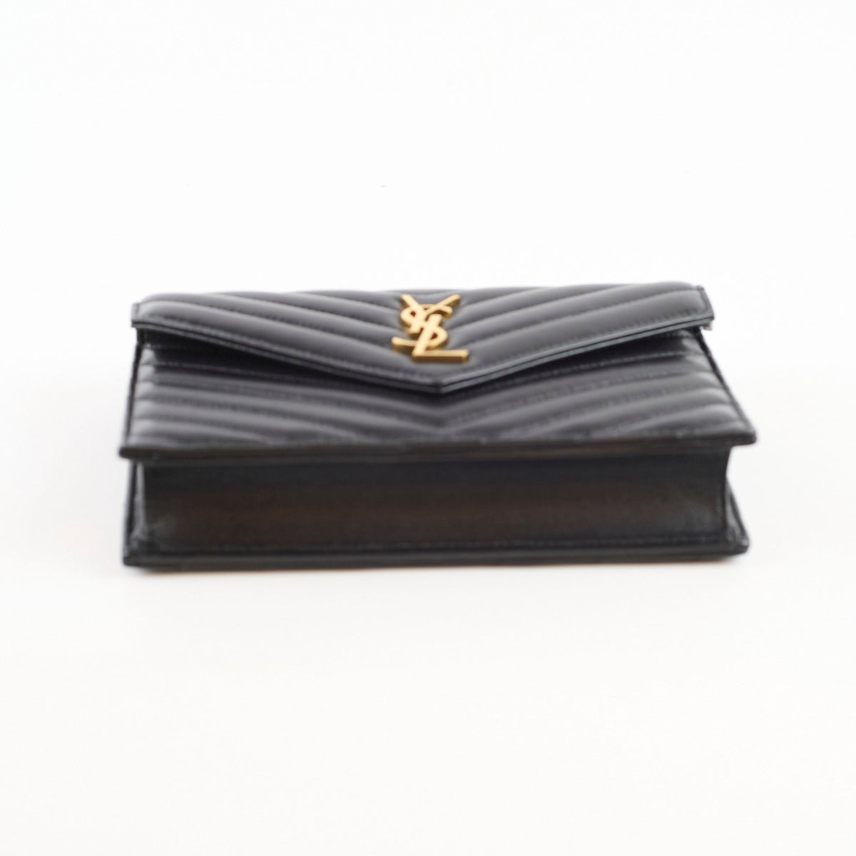 Saint Laurent Cassandre Envelope Wallet on Chain WOC Lambskin Black - photo 4