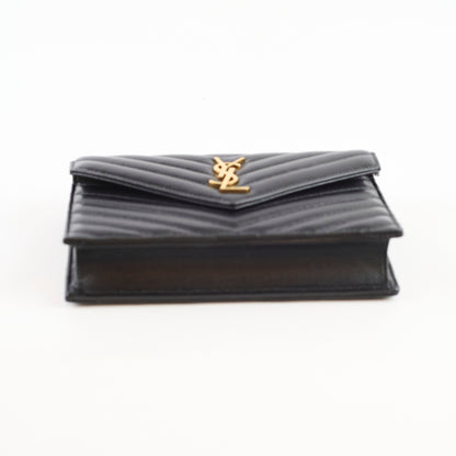 Saint Laurent Cassandre Envelope Wallet on Chain WOC Lambskin Black - photo 4