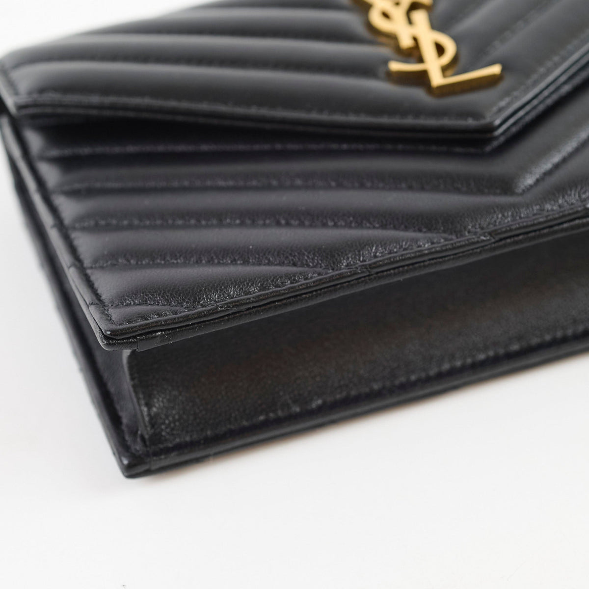 Saint Laurent Cassandre Envelope Wallet on Chain WOC Lambskin Black - photo 9