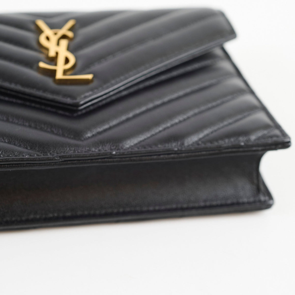Saint Laurent Cassandre Envelope Wallet on Chain WOC Lambskin Black - photo 10
