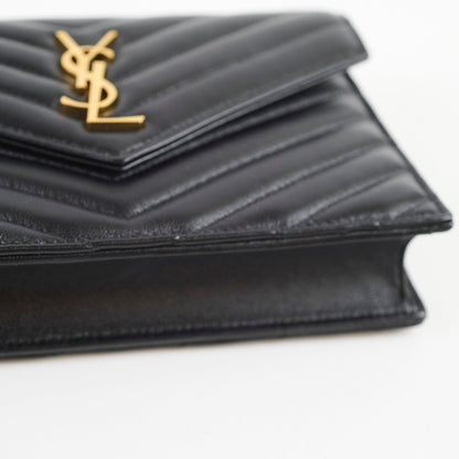 Saint Laurent Cassandre Envelope Wallet on Chain WOC Lambskin Black - photo 10