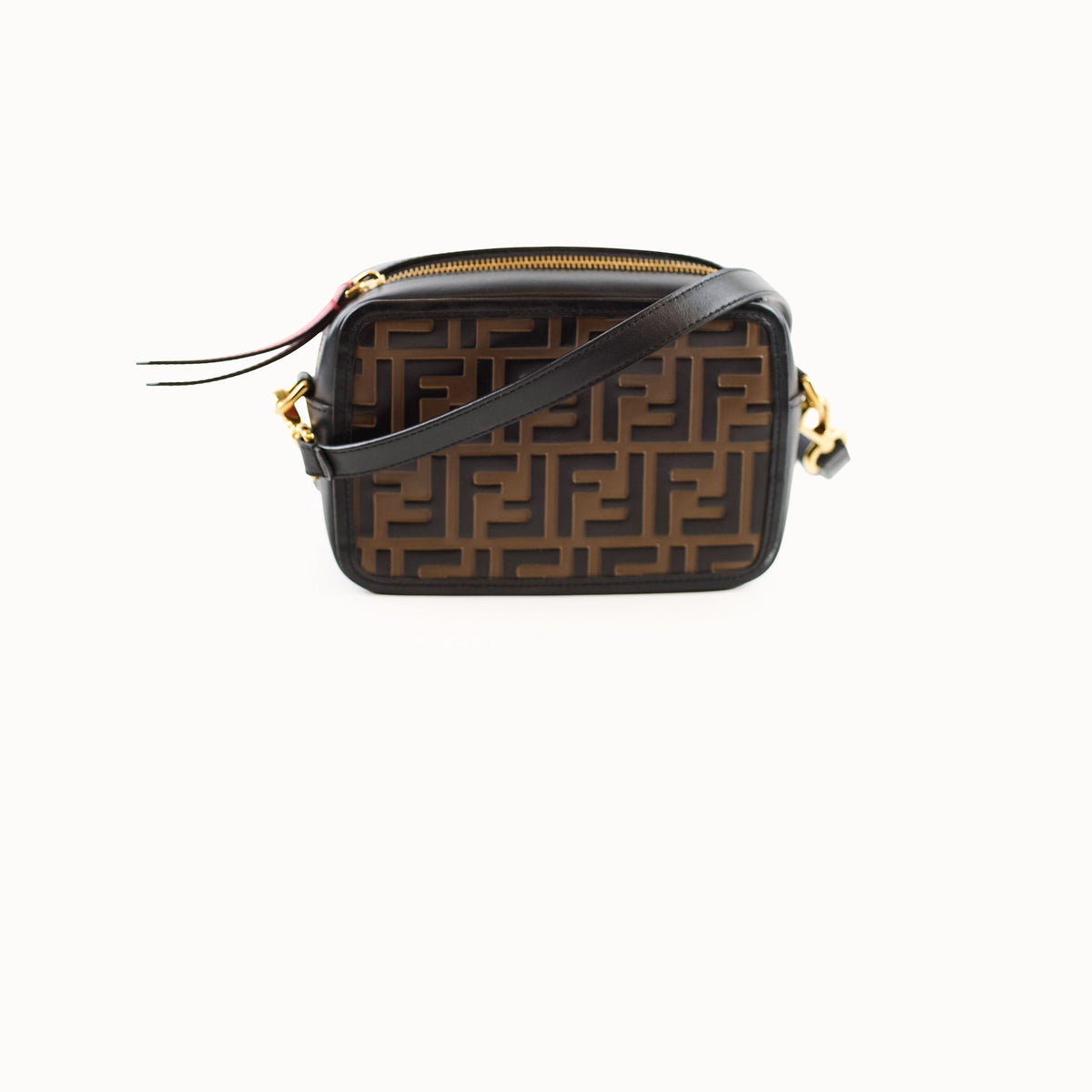 Fendi Mini Vitello Century 1974 Camera Bag FF Embossed Brown / Black - photo 1