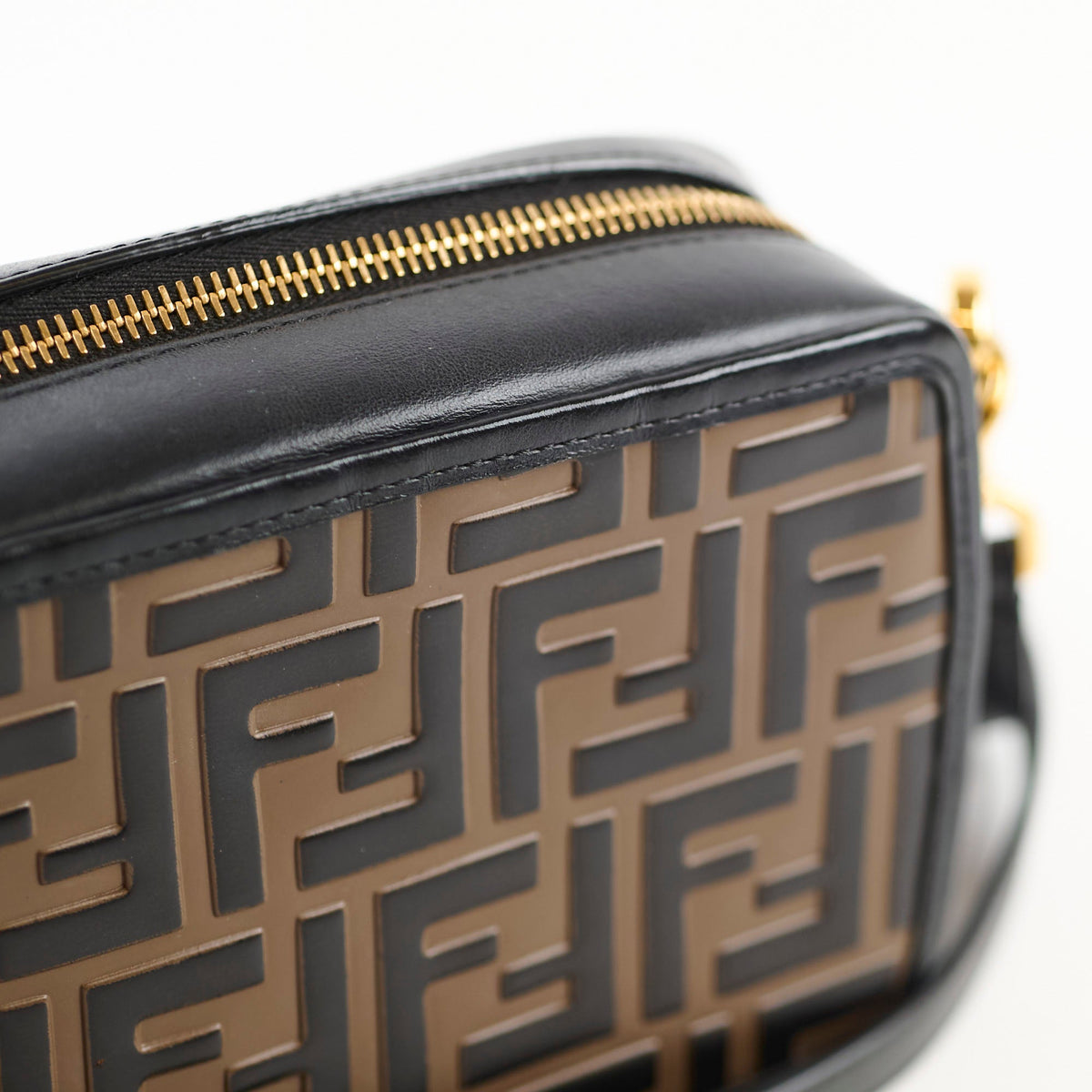 Fendi Mini Vitello Century 1974 Camera Bag FF Embossed Brown / Black - photo 5