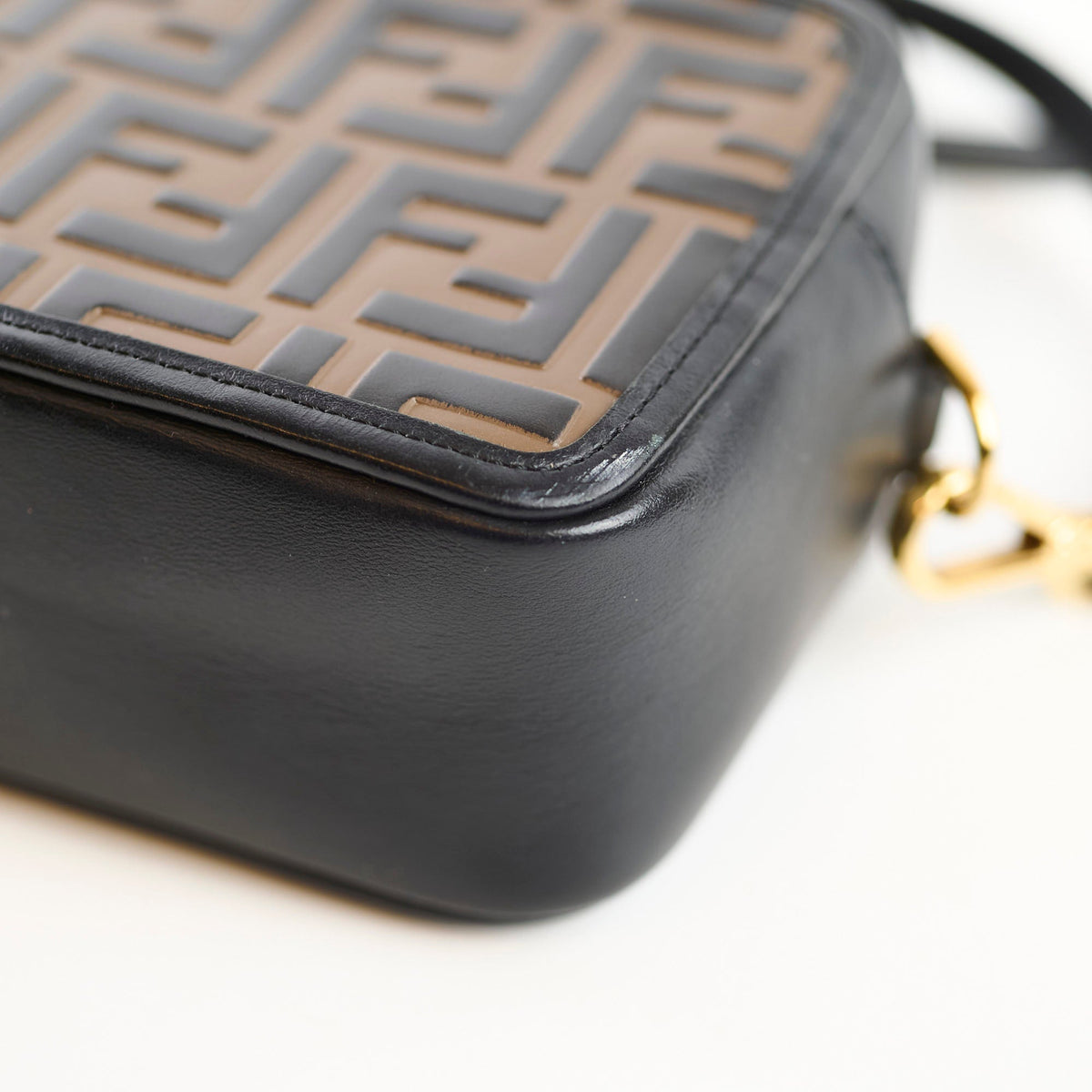 Fendi Mini Vitello Century 1974 Camera Bag FF Embossed Brown / Black - photo 10