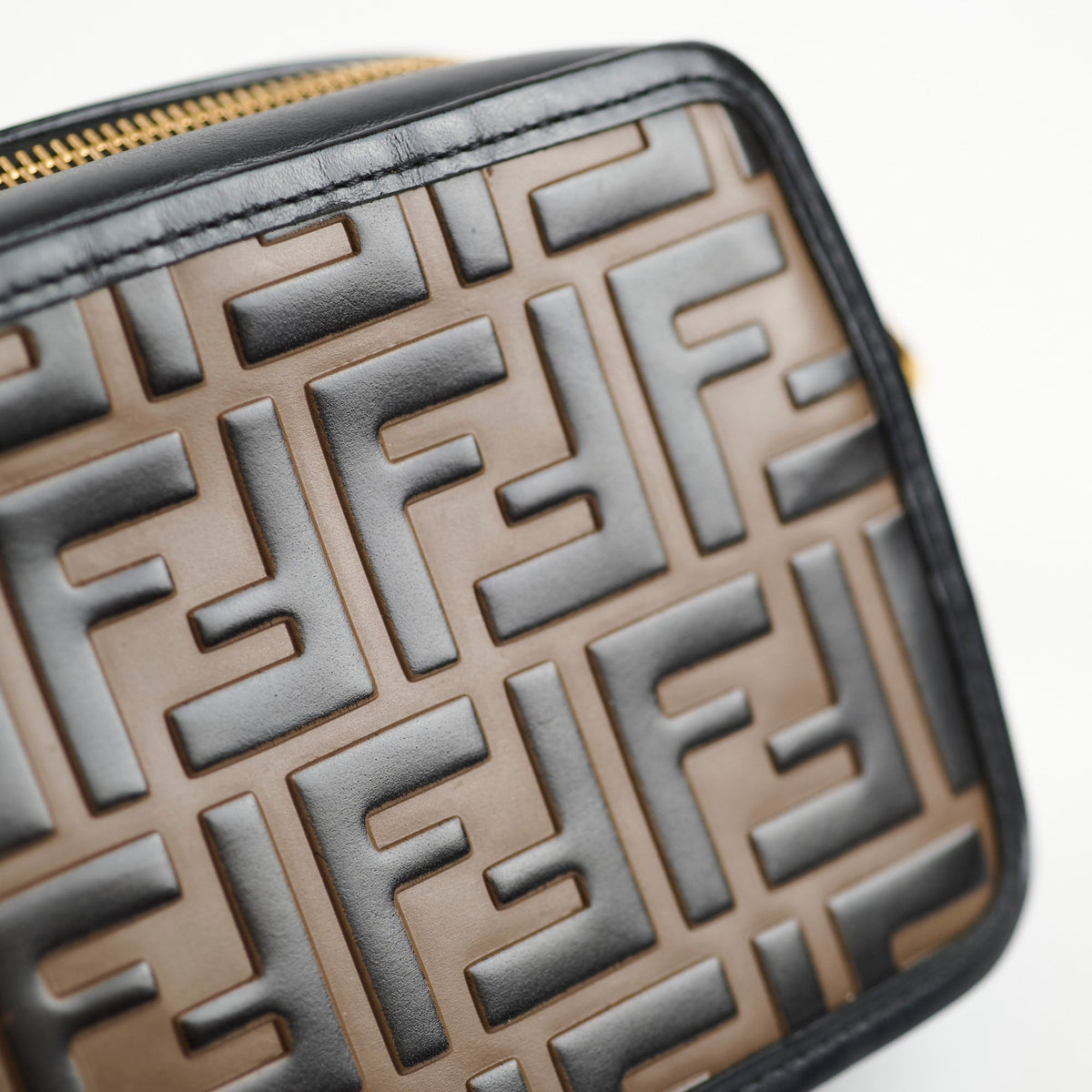 Fendi Mini Vitello Century 1974 Camera Bag FF Embossed Brown / Black - photo 6