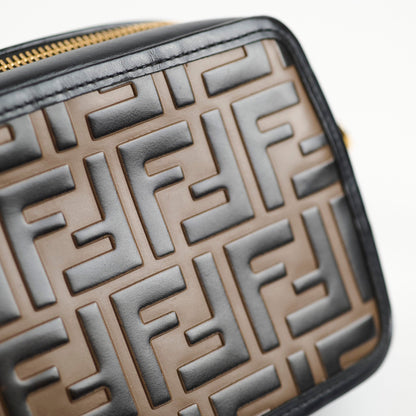 Fendi Mini Vitello Century 1974 Camera Bag FF Embossed Brown / Black - photo 6