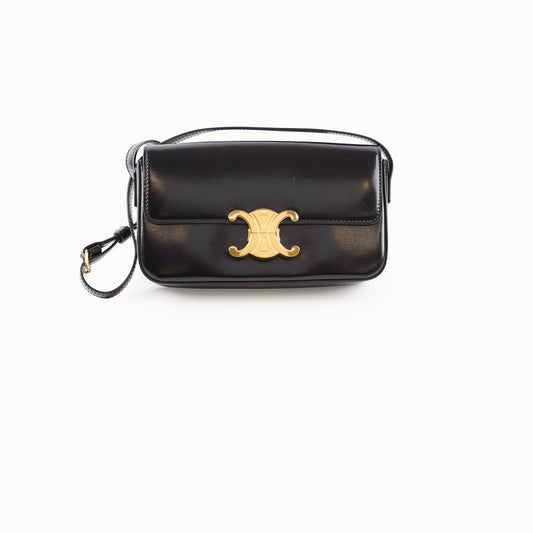 Celine Triomphe Shoulder Bag Leather Black - photo 1