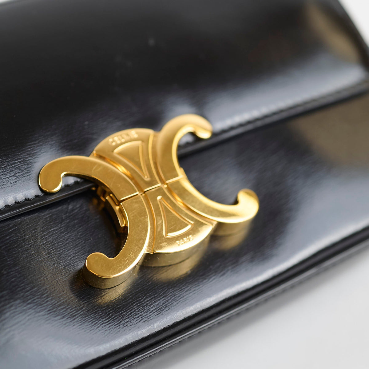Celine Triomphe Shoulder Bag Leather Black - photo 11