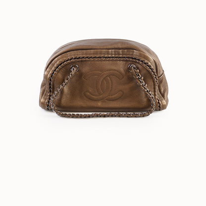Chanel Chain Luxe Ligne Bowler Bag Grained Metallic Calfskin Bronze - photo 1