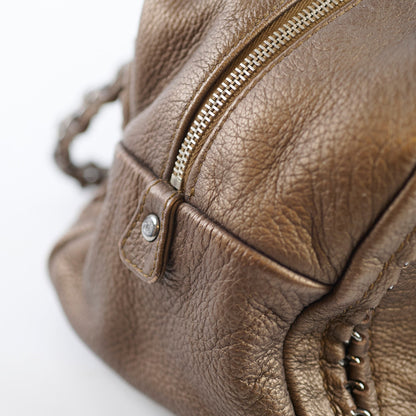 Chanel Chain Luxe Ligne Bowler Bag Grained Metallic Calfskin Bronze - photo 5