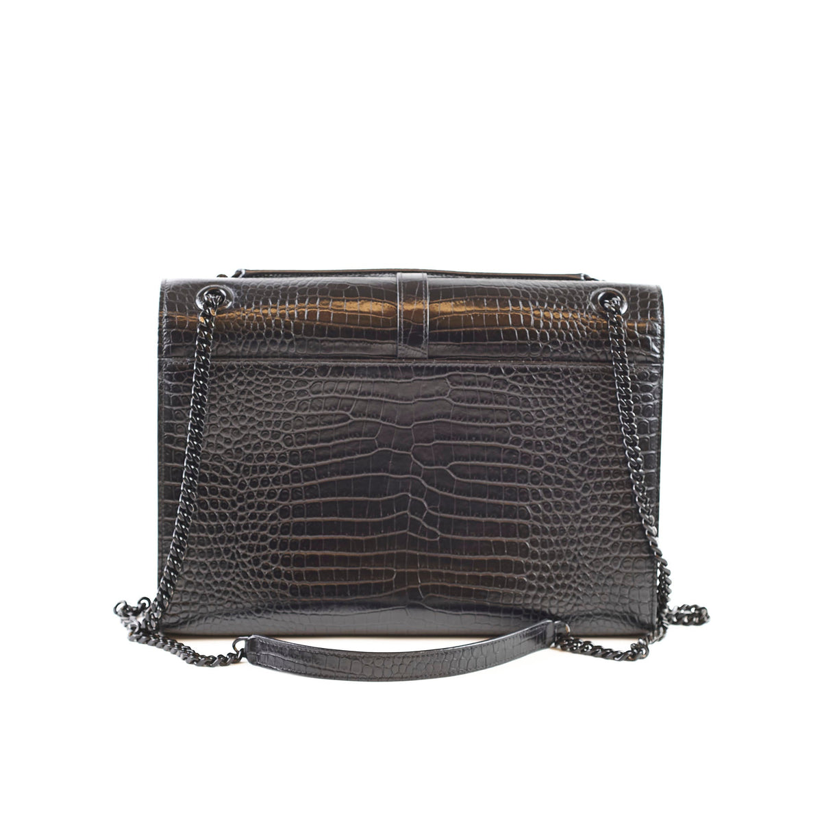 Saint Laurent Large Envelope Crocodile Embossed Leather Black - photo 2