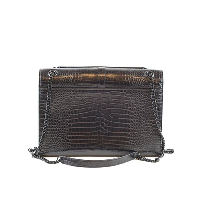 Saint Laurent Large Envelope Crocodile Embossed Leather Black - photo 2