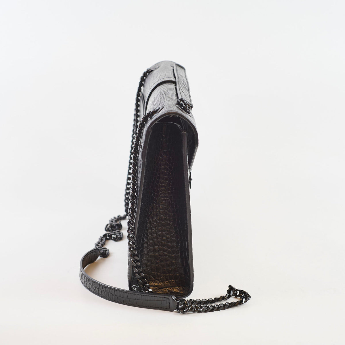 Saint Laurent Large Envelope Crocodile Embossed Leather Black - photo 3
