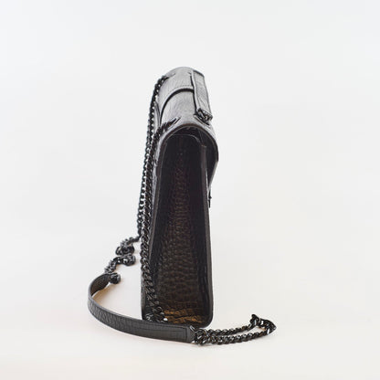 Saint Laurent Large Envelope Crocodile Embossed Leather Black - photo 3