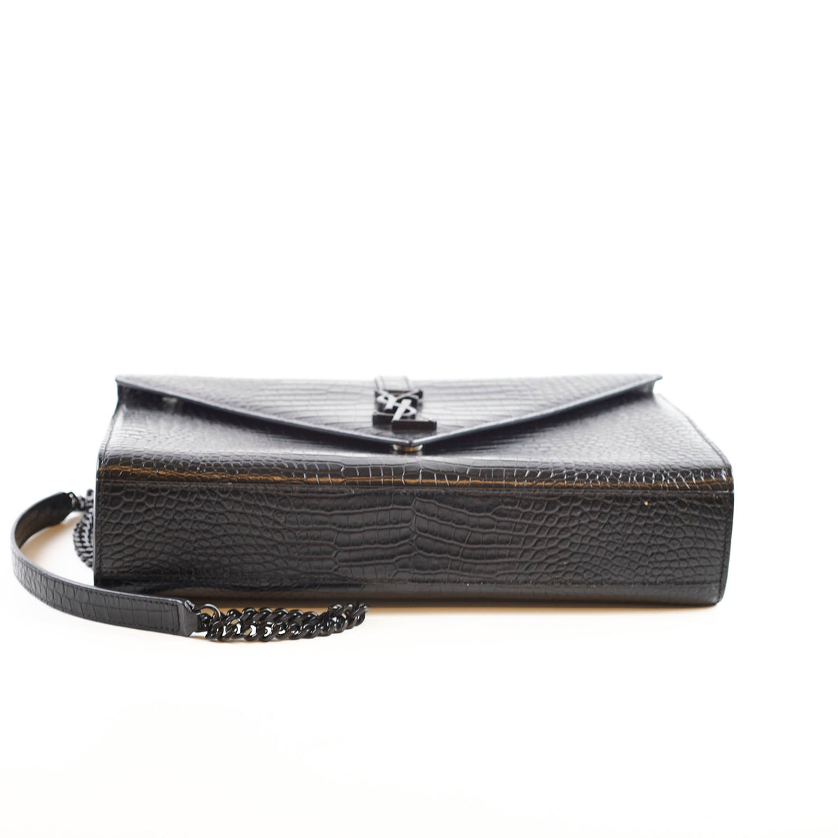 Saint Laurent Large Envelope Crocodile Embossed Leather Black - photo 4