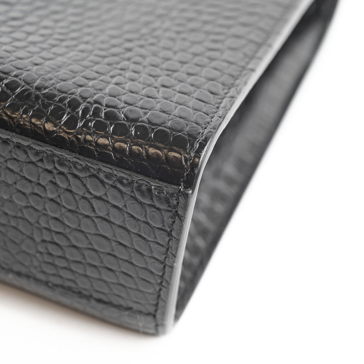 Saint Laurent Large Envelope Crocodile Embossed Leather Black - photo 11