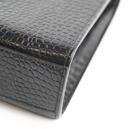 Saint Laurent Large Envelope Crocodile Embossed Leather Black - photo 11
