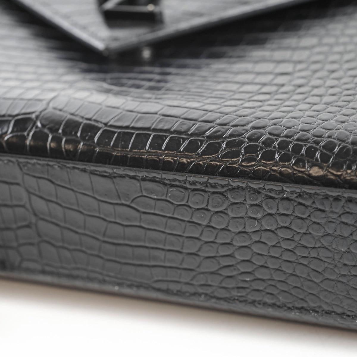 Saint Laurent Large Envelope Crocodile Embossed Leather Black - photo 10