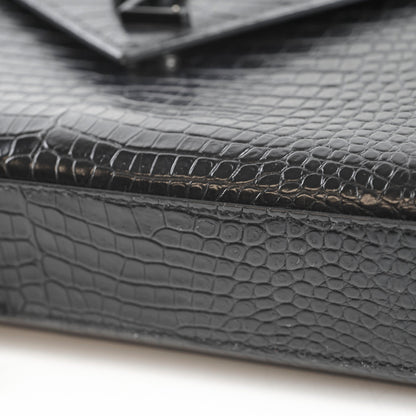 Saint Laurent Large Envelope Crocodile Embossed Leather Black - photo 10