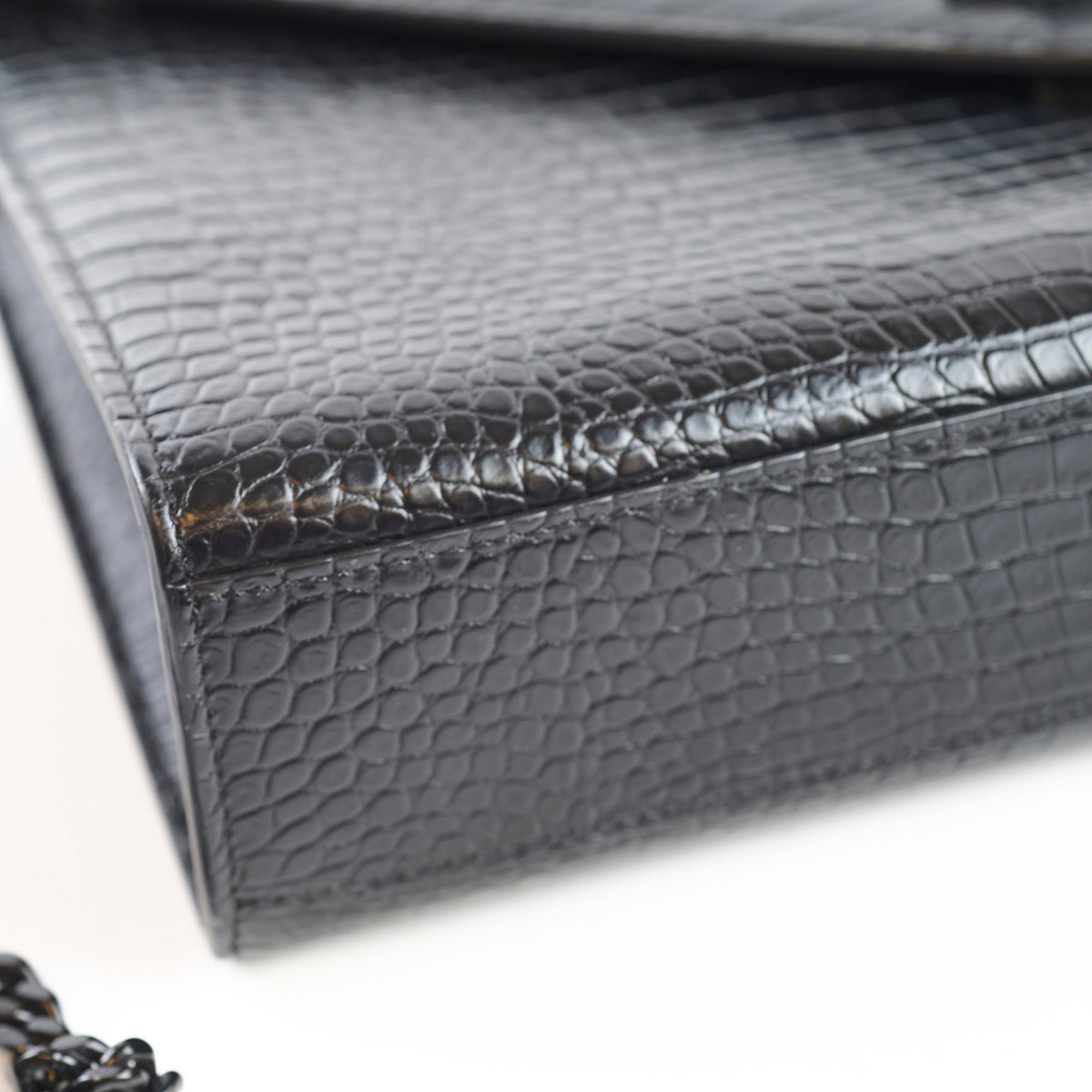 Saint Laurent Large Envelope Crocodile Embossed Leather Black - photo 9
