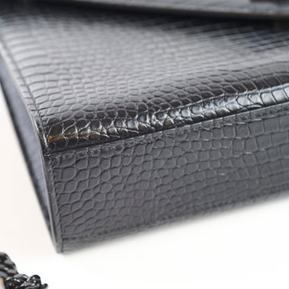 Saint Laurent Large Envelope Crocodile Embossed Leather Black - photo 9