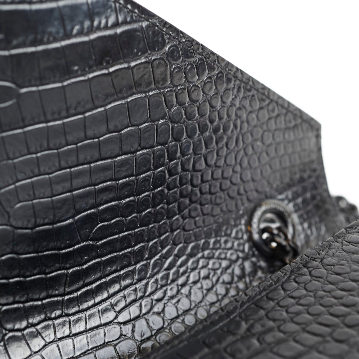 Saint Laurent Large Envelope Crocodile Embossed Leather Black - photo 6