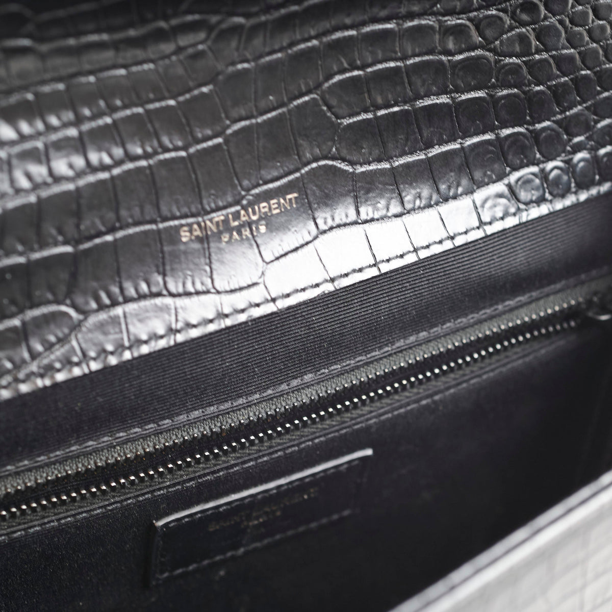 Saint Laurent Large Envelope Crocodile Embossed Leather Black - photo 7