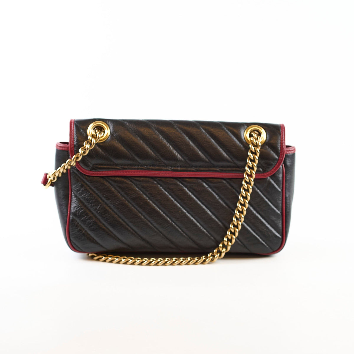Gucci Medium GG Marmont Flap Chevron Navy/Red - photo 2
